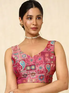 Soch Woven Design V-Neck Saree Blouse