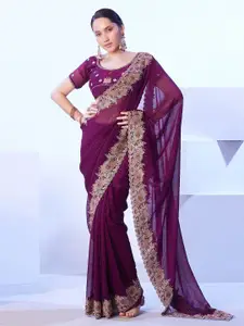 Mitera Embellished Embroidered Organza Saree