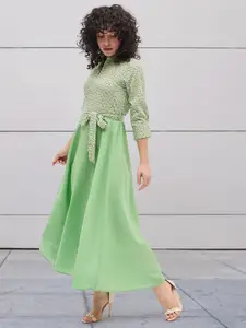 DressBerry Floral Print Crepe A-Line Midi Dress