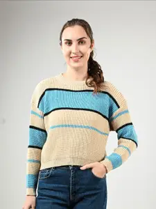 StyleCast Women Striped Open Knit Pullover Sweaters