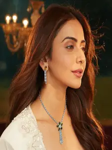 AccessHer Brass-Plated American Diamond-Studded Necklace and Earrings