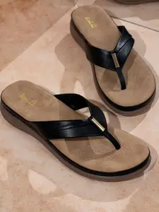 Inc 5 Womens Black Casual Solid T-Strap Flats