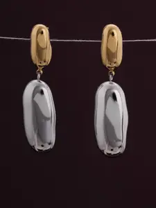 PALMONAS Statement Bi-Metal Geometric Gold Plated Waterproof & Anti-Tarnish Drop Earrings