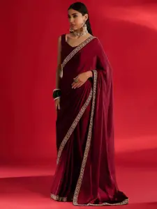 Mitera Embroidered Satin Saree