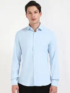 Calvin Klein Jeans Men Slim Fit Spread Collar Solid Casual Shirt