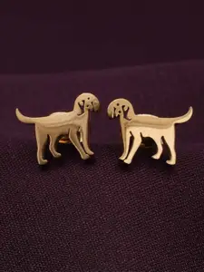 PALMONAS 18KT Gold Plated Waterproof & Anti-Tarnish Doggy Animal Shaped Studs Earrings