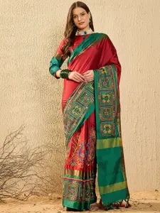 SERONA FABRICS Geometric Embroidered Designer Banarasi Saree