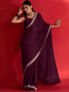 Mitera Embroidered Satin Saree