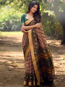 SatraniWomen Striped Embroidered Saree