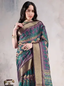 Saree mall Ethnic Motifs Zari Organza Sungudi Sarees