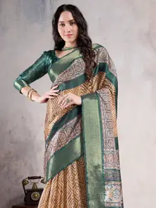 Saree mall Ethnic Motifs Zari Organza Sungudi Sarees