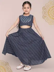 Indo Era Girls Printed Foil Print Ready to Wear Lehenga &
