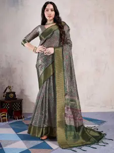 Saree mall Ethnic Motifs Zari Organza Sungudi Sarees