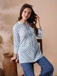 GUNDIA FASHION Floral Embroidered Mirror Work Pure Cotton Mirror Work Kurti