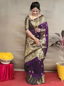 KALINI Floral Woven Design Zari Banarasi Saree