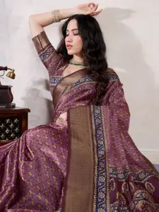 Saree mall Ethnic Motifs Woven Design Zari Organza Sungudi Sarees