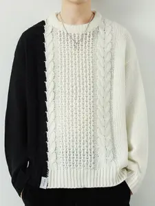 StyleCast Men Cable Knit Colourblocked Pullover