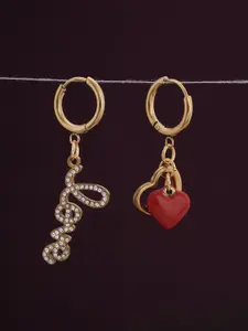 PALMONAS Gold Plated CZ Studded Circular Hoop Earrings