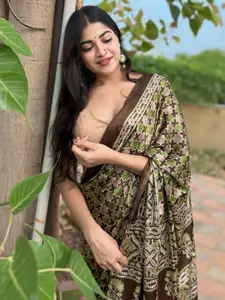 Saree mall Ethnic Motifs Ajrakh Printed Saree