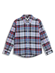 Tommy Hilfiger Boys Button-Down Collar Tartan Checked Cotton Casual Shirt
