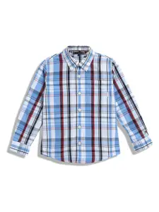 Tommy Hilfiger Boys Button-Down Collar Tartan Checked Cotton Casual Shirt