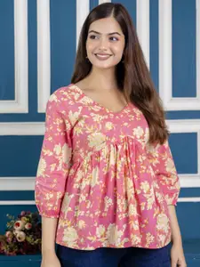 MERAAKI FASHION Women Floral Printed Pleated Empire Top