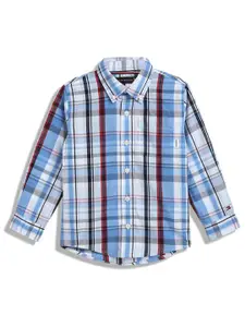 Tommy Hilfiger Boys Button-Down Collar Tartan Checked Cotton Casual Shirt