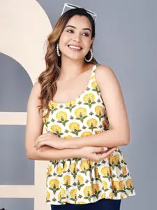 MERAAKI FASHION Women Floral Printed Shoulder Straps Cinched Waist Top