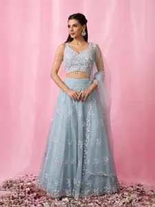 Alaya Advani Embellished Sequinned Organza Ready to Wear Lehenga & Blouse With Dupatta