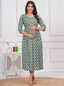 Akshara Fashion Chevron Printed Maternity A-Line Dress