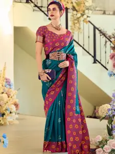 DEVATITHI Woven Design Floral Green Soft Silk Saree