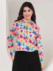 TANDUL Women Floral Printed Hooded Pullover Sweatshirt