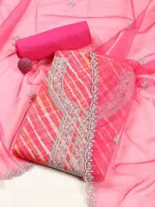 Meena Bazaar Printed Organza Unstitched Dress Material