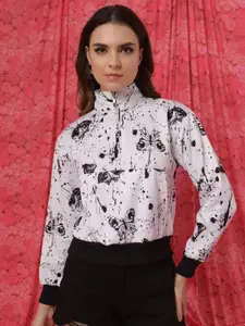 TANDUL Women Mock Collar Sweatshirt