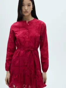 MANGO Schiffli A-Line Mini Dress