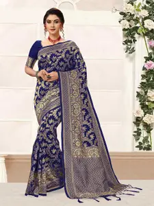 Trendmalls Floral Zari  Banarasi Saree