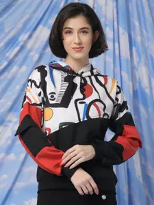 TANDUL Women Printed Hooded Pullover Sweatshirt