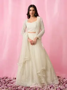 Alaya Advani Embroidered Thread Work Organza Ready to Wear Lehenga & Blouse With Dupatta