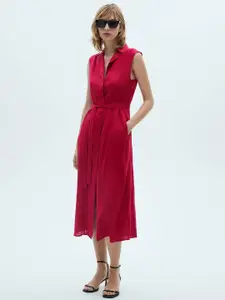 MANGO Belted Shirt Midi Dress