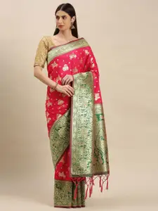 flaher Floral Woven Design Zari Banarasi Saree