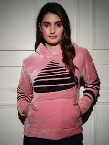 BAESD Women Hooded Cut Work Detail Sweatshirt