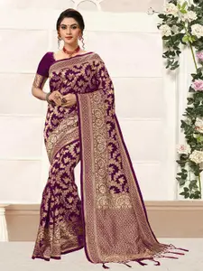 Trendmalls Floral Printed Banarasi Saree