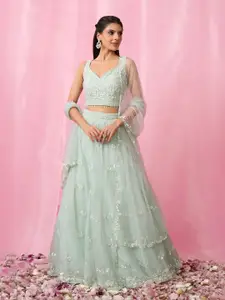 Alaya Advani Embellished Sequinned Organza Ready to Wear Lehenga & Blouse With Dupatta