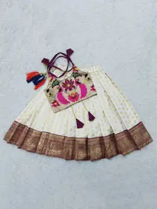 FELIZ THE DESIGNER STUDIO Girls Floral Woven Design Ready to Wear Lehenga & Blouse