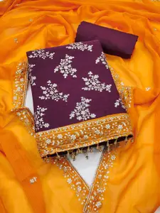 Panzora Floral Embroidered Sequinned Georgette Unstitched Dress Material