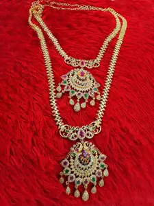 Anujeet Fashion Hub Set Of 2 Gold-Plated Stone Studded Necklace