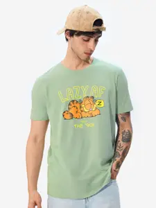 The Souled Store Men Garfield Graphic Printed Round Neck Cotton T-shirt