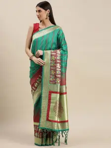 flaher Women Woven Design Banarasi Saree