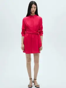 MANGO Tie-Up Shirt Mini Dress