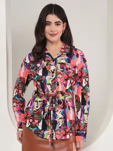 TANDUL Women Abstract Printed Casual Shirt With Belt